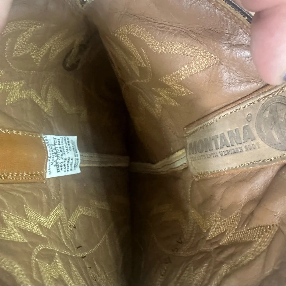 Brown and Yellow Western‎ Cowboy Boots